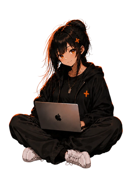 Rustvy mascot with a laptop